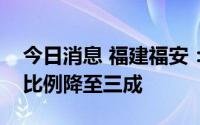 今日消息 福建福安：二套房公积金贷款首付比例降至三成