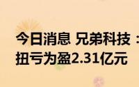 今日消息 兄弟科技：产品价格上升，上半年扭亏为盈2.31亿元