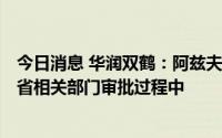 今日消息 华润双鹤：阿兹夫定药品生产许可证B证已在河南省相关部门审批过程中