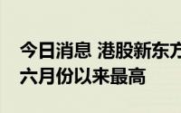 今日消息 港股新东方在线涨近20%，股价创六月份以来最高