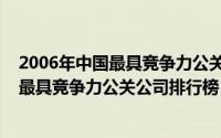 2006年中国最具竞争力公关公司排行榜第二（2006年中国最具竞争力公关公司排行榜）