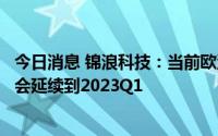 今日消息 锦浪科技：当前欧洲市场逆变器订单溢出现象可能会延续到2023Q1