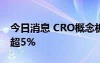 今日消息 CRO概念板块迅速走高，凯莱英涨超5%
