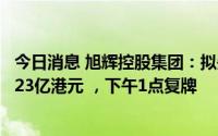 今日消息 旭辉控股集团：拟先旧后新配售3.05亿股、净筹6.23亿港元 ，下午1点复牌