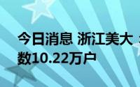 今日消息 浙江美大：截至8月19日，股东户数10.22万户