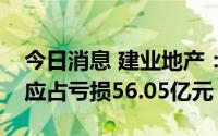 今日消息 建业地产：上半年公司权益持有人应占亏损56.05亿元