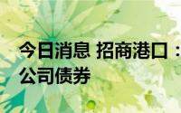 今日消息 招商港口：拟公开发行不超30亿元公司债券