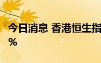 今日消息 香港恒生指数转涨，此前一度跌近2%