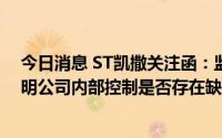 今日消息 ST凯撒关注函：监事无法保证中报真实准确，说明公司内部控制是否存在缺陷