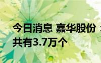 今日消息 嘉华股份：IPO网上发行中签号码共有3.7万个