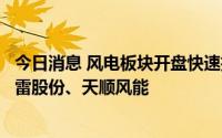 今日消息 风电板块开盘快速拉升，振江股份、大金重工、金雷股份、天顺风能