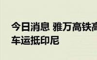 今日消息 雅万高铁高速动车组和综合检测列车运抵印尼