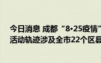 今日消息 成都“8·25疫情”已在本地出现续发传播，病例活动轨迹涉及全市22个区县公共场所