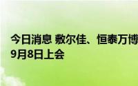 今日消息 敷尔佳、恒泰万博、波长光电创业板IPO首发申请9月8日上会