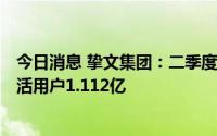 今日消息 挚文集团：二季度净利润4.635亿元，陌陌App月活用户1.112亿