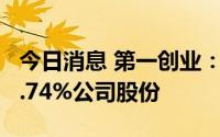 今日消息 第一创业：第二大股东拟减持不超1.74%公司股份