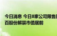 今日消息 今日8家公司限售股解禁，宏微科技、士兰微、广百股份解禁市值居前