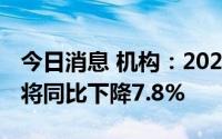 今日消息 机构：2022年全球智能手机出货量将同比下降7.8%