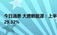 今日消息 大唐新能源：上半年归母利润20.37亿元，同比涨29.32%