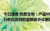 今日消息 热景生物：产品MQ60-proB全自动化学发光免疫分析仪获得欧盟新体外诊断医疗器械法规IVDRCE认证