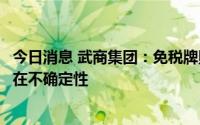 今日消息 武商集团：免税牌照申请正在进行中，能否获批存在不确定性