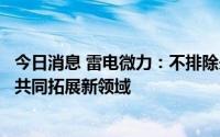 今日消息 雷电微力：不排除未来会继续引进新的战略投资者共同拓展新领域