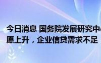 今日消息 国务院发展研究中心原副主任王一鸣：居民储蓄意愿上升，企业信贷需求不足