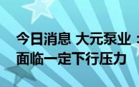 今日消息 大元泵业：民用水泵行业四季度仍面临一定下行压力