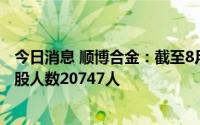 今日消息 顺博合金：截至8月31日，公司含信用账户合并持股人数20747人