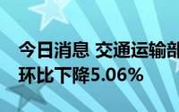 今日消息 交通运输部：9月1日，铁路货运量环比下降5.06%