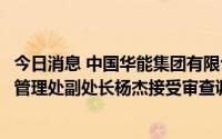 今日消息 中国华能集团有限公司生产管理与环境保护部环保管理处副处长杨杰接受审查调查