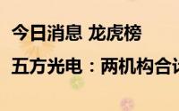 今日消息 龙虎榜|五方光电：两机构合计净买入2505.61万元