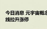 今日消息 元宇宙概念股震荡走强，二六三直线拉升涨停