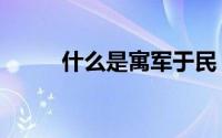 什么是寓军于民（寓军于民模式）