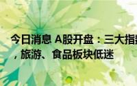 今日消息 A股开盘：三大指数集体低开，创业板指跌0.17%，旅游、食品板块低迷