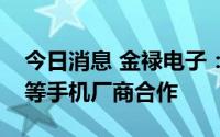 今日消息 金禄电子：目前暂未和苹果、小米等手机厂商合作