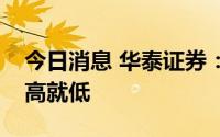 今日消息 华泰证券：短线或有反弹，板块弃高就低