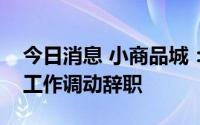 今日消息 小商品城：副总经理金更忠因组织工作调动辞职