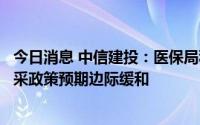 今日消息 中信建投：医保局积极支持创新器械发展，器械集采政策预期边际缓和