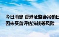 今日消息 香港证监会吊销日发期货董事总经理牌照8个月，因未妥善评估洗钱等风险