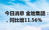 今日消息 金地集团：8月签约金额212.3亿元，同比增11.56%