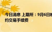 今日消息 上期所：9月6日晚夜盘起调整镍期货品种相关合约交易手续费