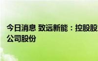 今日消息 致远新能：控股股东之一致行动人新增质押4.59%公司股份