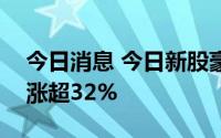 今日消息 今日新股豪鹏科技临时停牌，盘中涨超32%