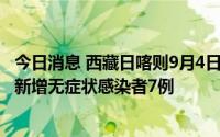 今日消息 西藏日喀则9月4日新增本土感染者159例，山南市新增无症状感染者7例