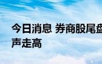 今日消息 券商股尾盘再度异动，上证指数应声走高