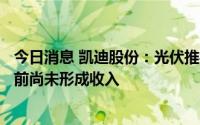今日消息 凯迪股份：光伏推杆项目已进入小批试产阶段，目前尚未形成收入