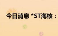 今日消息 *ST海核：公开招募重整投资人