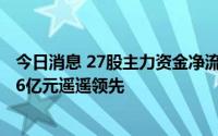 今日消息 27股主力资金净流出超1亿元，宁德时代净流出近6亿元遥遥领先