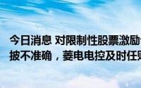 今日消息 对限制性股票激励计划会计处理出现差错致财务信披不准确，菱电电控及时任财务总监遭上交所监管警示